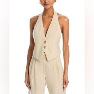 Beige Halter Blazer Vest
